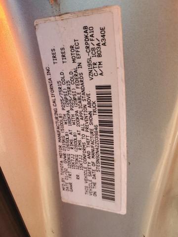 5TESN92N42Z039846 - 2002 TOYOTA TACOMA XTRACAB PRERUNNER ვერცხლისფერი ფოტო 12