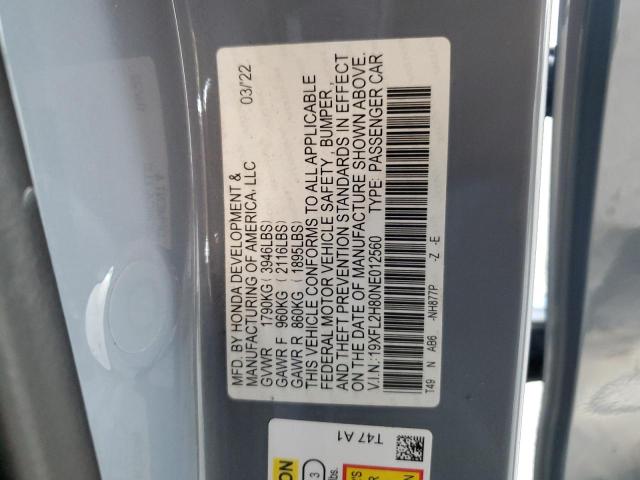 19XFL2H80NE012560 - 2022 HONDA CIVIC SPORT 灰色 照片 12