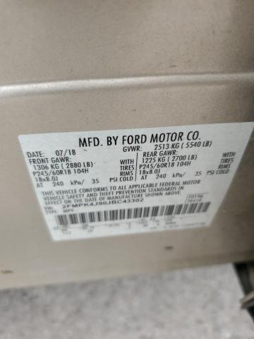 2FMPK4J90JBC43302 - 2018 FORD EDGE SEL CREAM photo 13