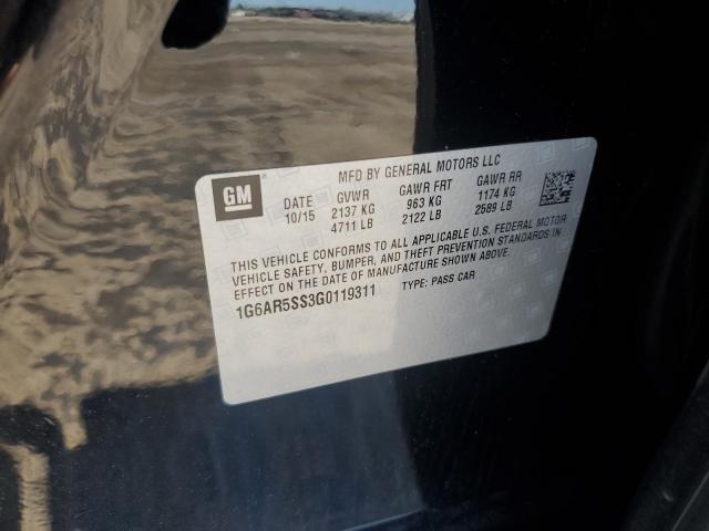 1G6AR5SS3G0119311 - 2016 CADILLAC CTS LUXURY COLLECTION BLACK photo 12