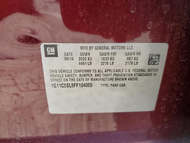 1G11C5SL8FF104069 - 2015 CHEVROLET MALIBU 1LT 勃艮第红 照片 13