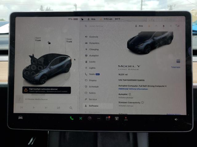 7SAYGDED8RF159609 - 2024 TESLA MODEL Y Szary zdjęcie 9