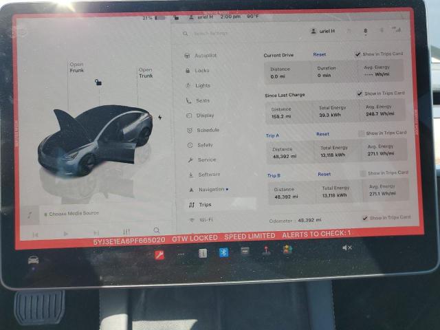 5YJ3E1EA6PF665020 - 2023 TESLA MODEL 3 Сірий фото 9