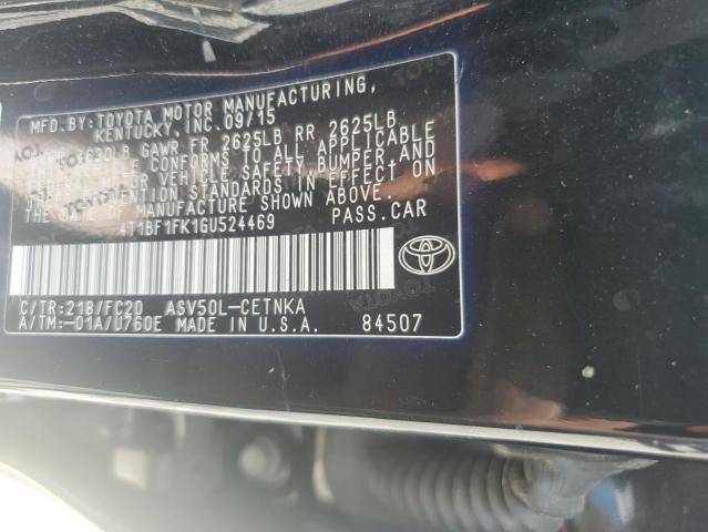 4T1BF1FK1GU524469 - 2016 TOYOTA CAMRY LE BLACK photo 12