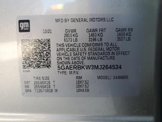 5GAERBKW3MJ264534 - 2021 BUICK ENCLAVE ESSENCE ვერცხლისფერი ფოტო 13