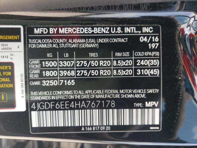 4JGDF6EE4HA767178 - 2017 MERCEDES-BENZ GLS 450 4MATIC BLACK photo 13