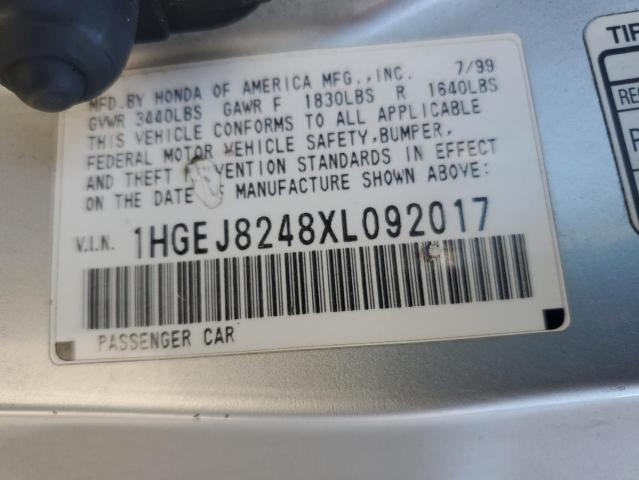 1HGEJ8248XL092017 - 1999 HONDA CIVIC EX SILVER photo 13