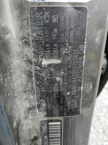 KNAFU4A22D5703451 - 2013 KIA FORTE EX ნაცრისფერი ფოტო 12