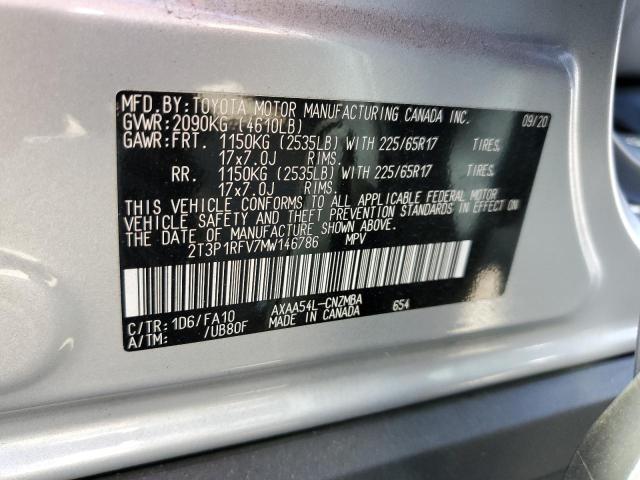 2T3P1RFV7MW146786 - 2021 TOYOTA RAV4 XLE SILVER photo 12