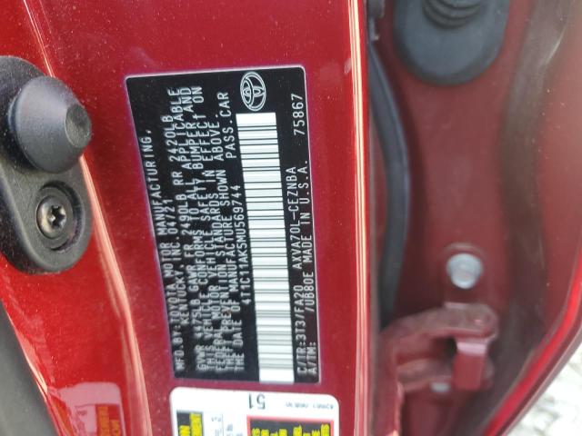4T1C11AK5MU569744 - 2021 TOYOTA CAMRY LE BURGUNDY photo 12