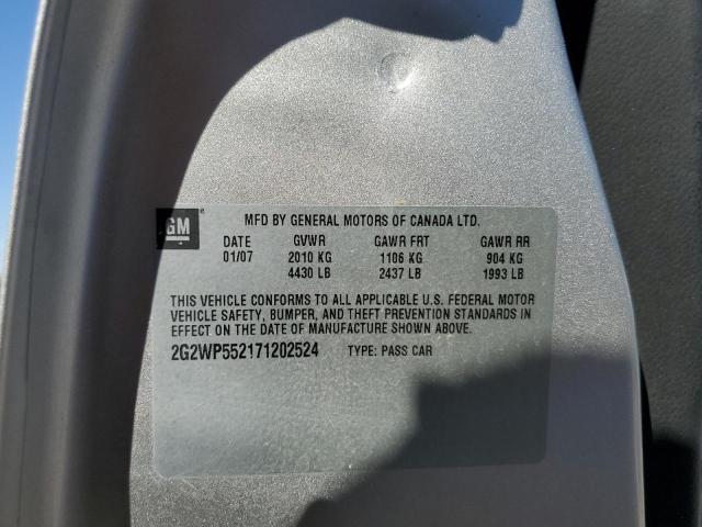 2G2WP552171202524 - 2007 PONTIAC GRAND PRIX 银色 照片 12