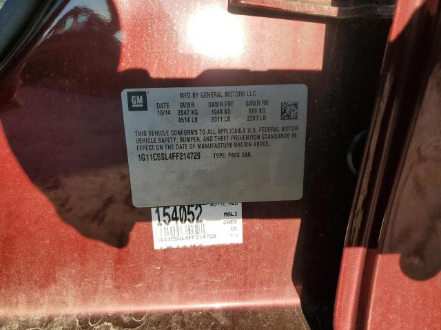 1G11C5SL4FF214729 - 2015 CHEVROLET MALIBU 1LT 勃艮第红 照片 12