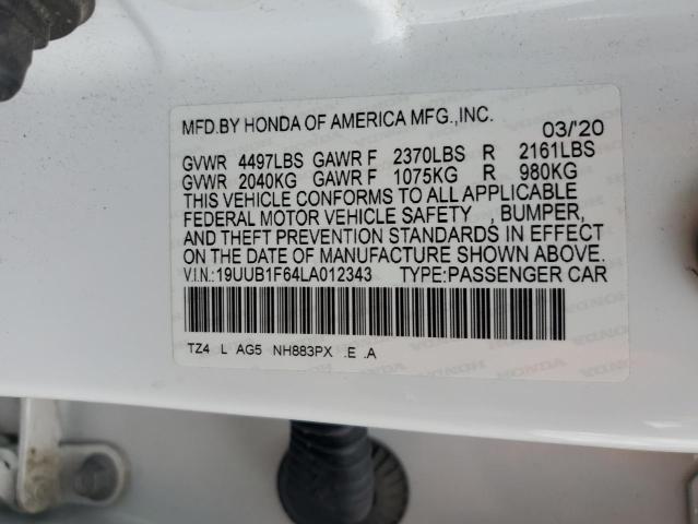 19UUB1F64LA012343 - 2020 ACURA TLX TECHNOLOGY WHITE photo 13