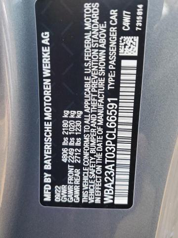 WBA23AT03PCL66591 - 2023 BMW 430I GRAY photo 12