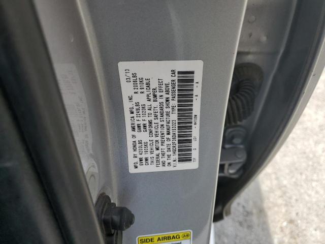 1HGCR2F36DA153323 - 2013 HONDA ACCORD LX ვერცხლისფერი ფოტო 12