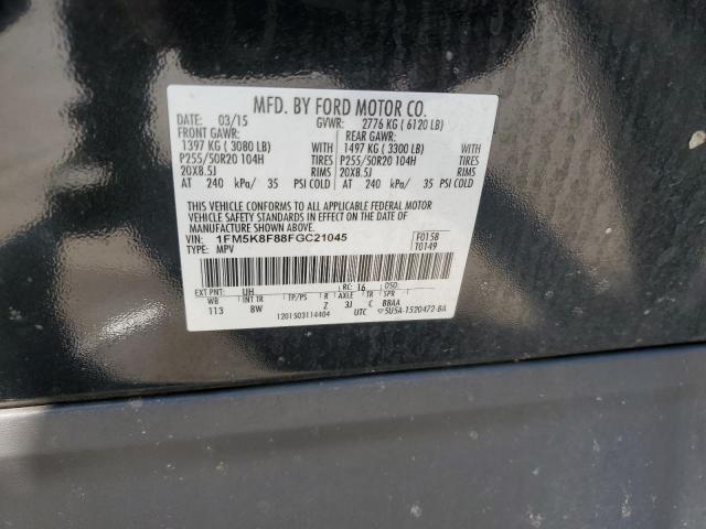 1FM5K8F88FGC21045 - 2015 FORD EXPLORER LIMITED Noir photo 13