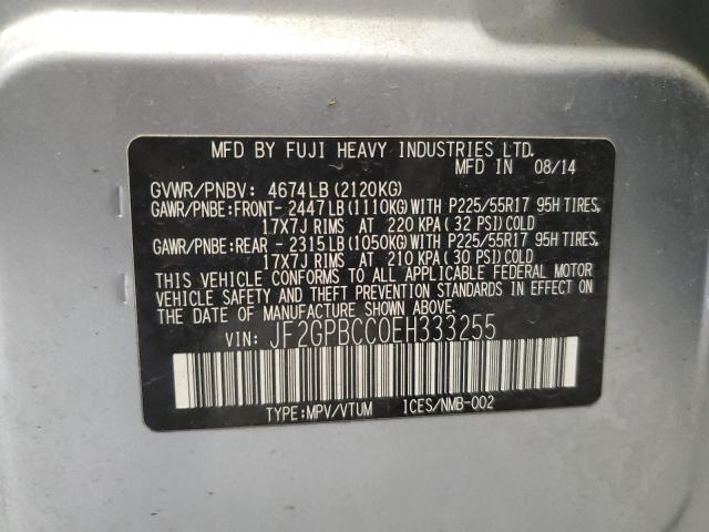 JF2GPBCC0EH333255 - 2014 SUBARU XV CROSSTR 2.0I HYBRID SILVER photo 13