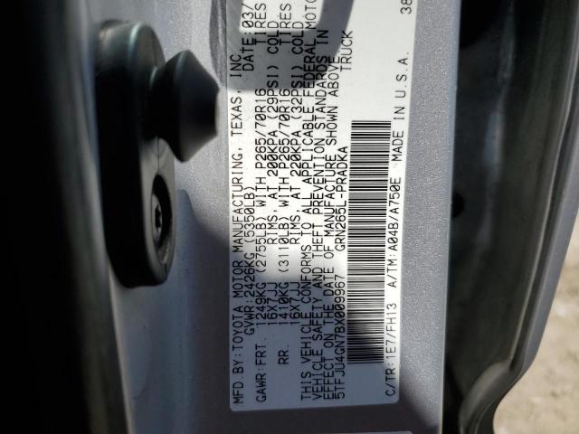 5TFJU4GN7BX009967 - 2011 TOYOTA TACOMA DOUBLE CAB PRERUNNER SILVER photo 13