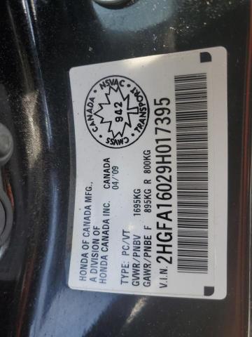 2HGFA16029H017395 - 2009 HONDA CIVIC EXL BLACK photo 13