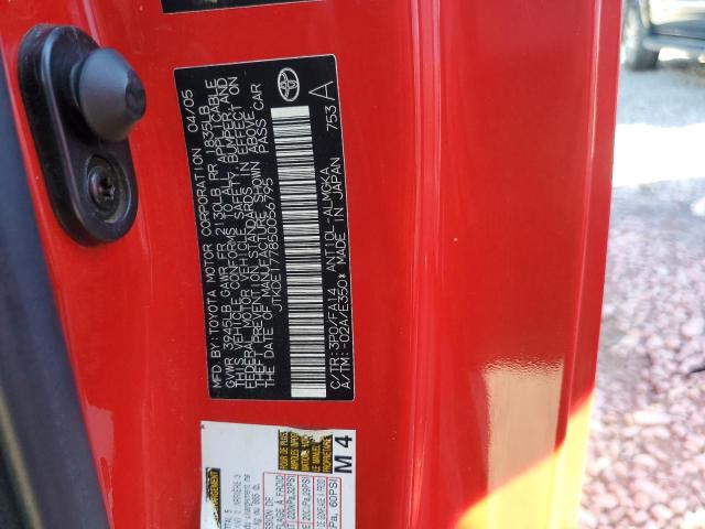 JTKDE177850056795 - 2005 TOYOTA SCION TC 红色 照片 12