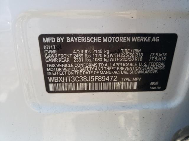 WBXHT3C38J5F89472 - 2018 BMW X1 XDRIVE28I WHITE photo 14