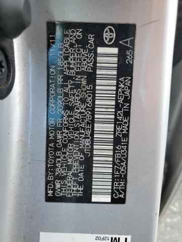 JTDBU4EE7B9168015 - 2011 TOYOTA COROLLA BASE Plata foto 12