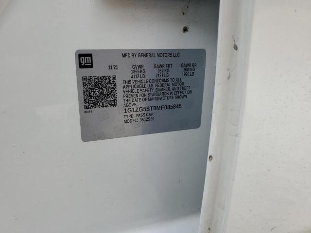 1G1ZG5ST0MF085845 - 2021 CHEVROLET MALIBU RS თეთრი ფოტო 12