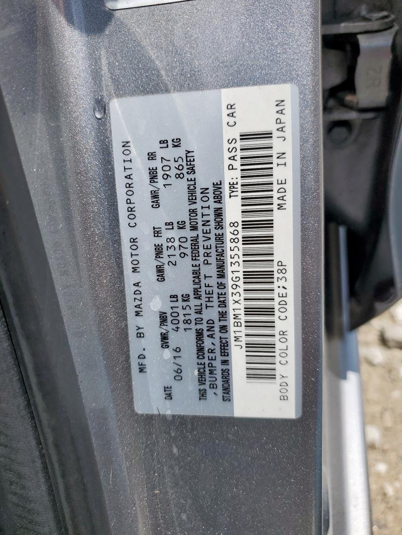 JM1BM1X39G1355868 - 2016 MAZDA 3 GRAND TOURING GRAY photo 13