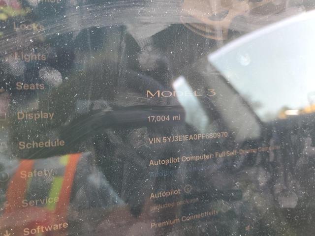 5YJ3E1EA0PF680970 - 2023 TESLA MODEL 3 Blanco foto 9