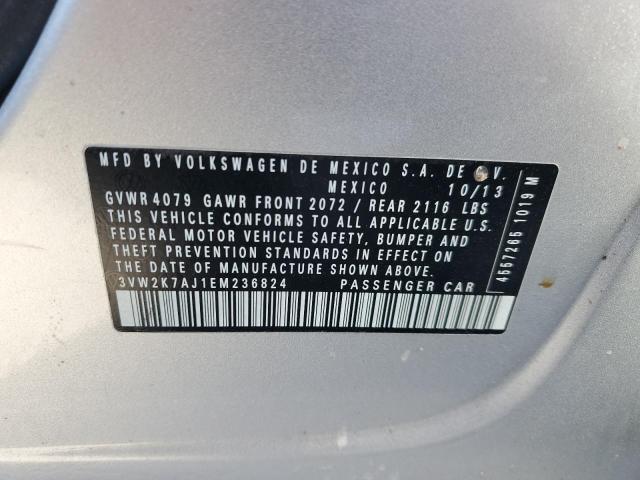 3VW2K7AJ1EM236824 - 2014 VOLKSWAGEN JETTA BASE 银色 照片 13
