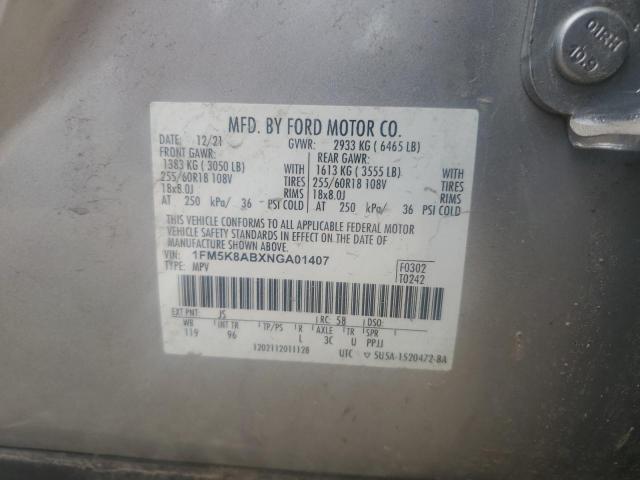 1FM5K8ABXNGA01407 - 2022 FORD EXPLORER POLICE INTERCEPTOR ვერცხლისფერი ფოტო 14