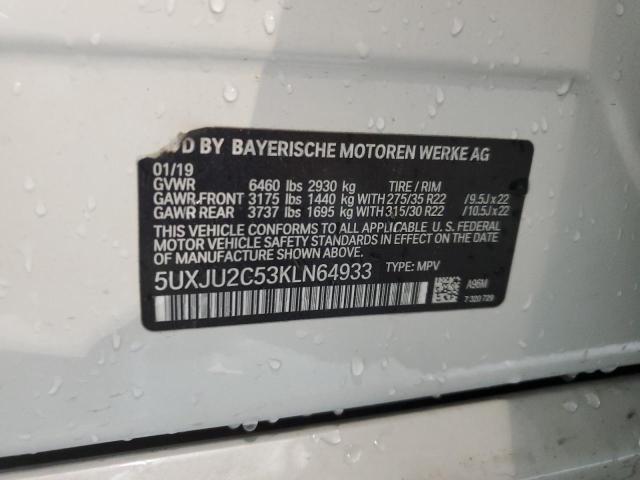 5UXJU2C53KLN64933 - 2019 BMW X5 XDRIVE50I WHITE photo 13