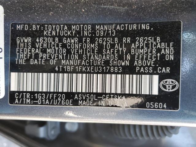 4T1BF1FKXEU317883 - 2014 TOYOTA CAMRY L GRAY photo 12