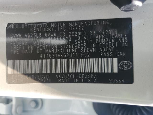 4T1G31AK6PU046992 - 2023 TOYOTA CAMRY SE NIGHT SHADE WHITE photo 12