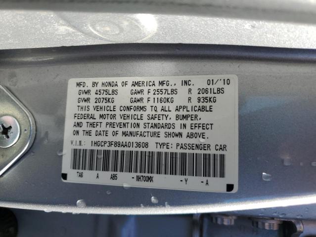 1HGCP3F89AA013608 - 2010 HONDA ACCORD EXL SILVER photo 12