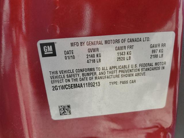 2G1WC5EM4A1189213 - 2010 CHEVROLET IMPALA LTZ BURGUNDY photo 13