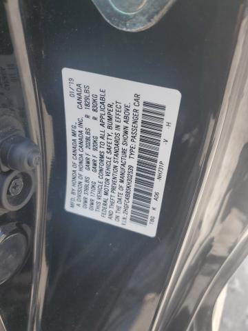 2HGFC4B85KH302539 - 2019 HONDA CIVIC SPORT შავი ფოტო 12