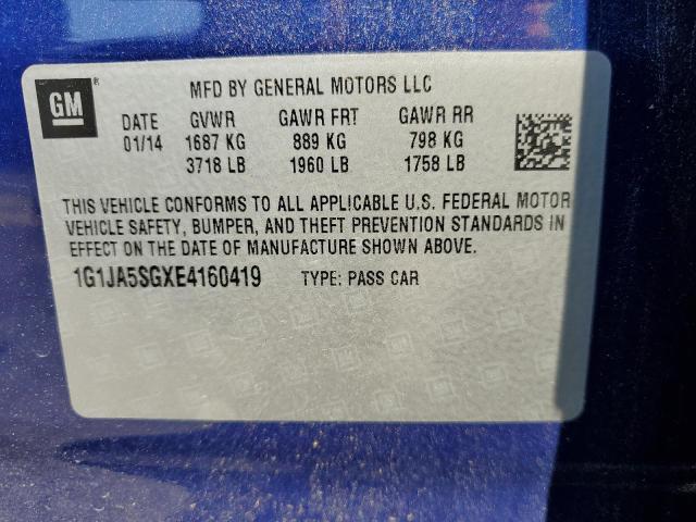 1G1JA5SGXE4160419 - 2014 CHEVROLET SONIC LS 蓝色 照片 12