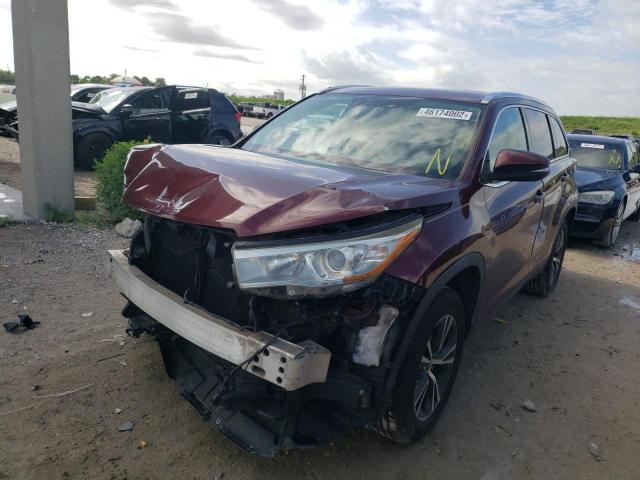 5TDKKRFHXGS153562 - 2016 TOYOTA HIGHLANDER XLE BURGUNDY photo 2