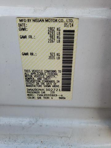 1N4AZ0CPXFC302721 - 2015 NISSAN LEAF S WHITE photo 12