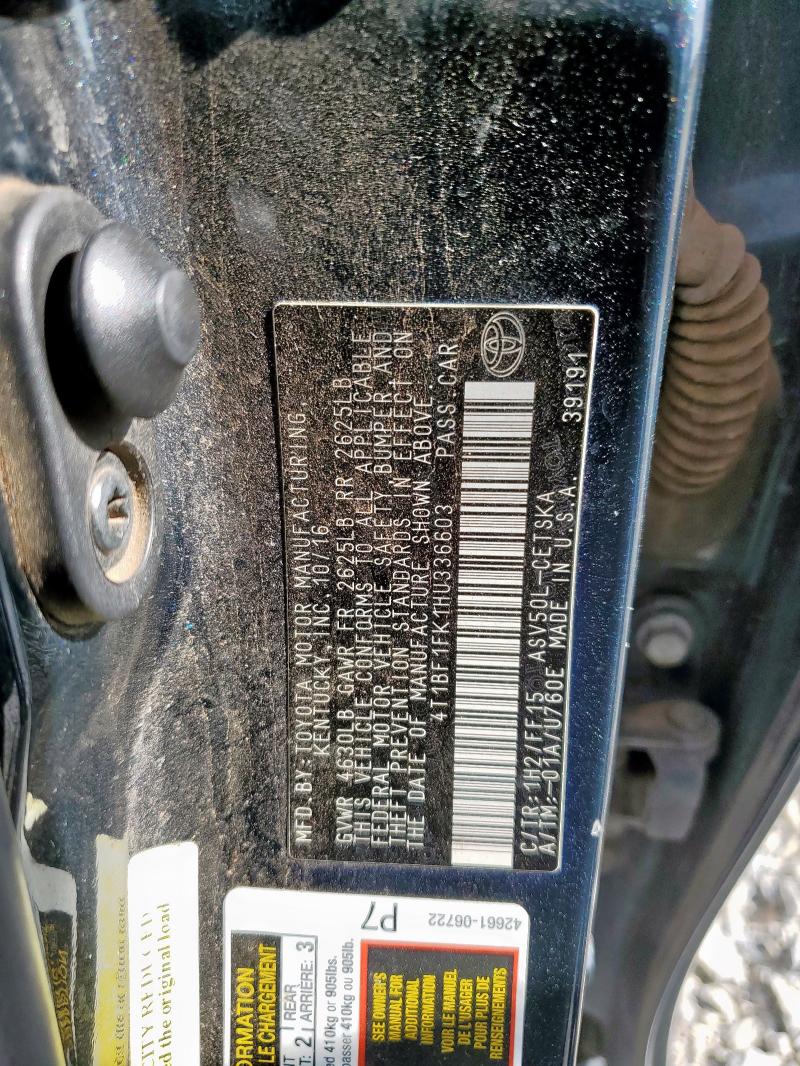 4T1BF1FK1HU336603 - 2017 TOYOTA CAMRY LE BLACK photo 12