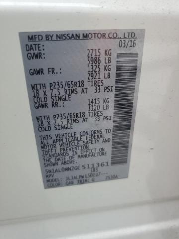 5N1AL0MN2GC511361 - 2016 INFINITI QX60 白色 照片 14