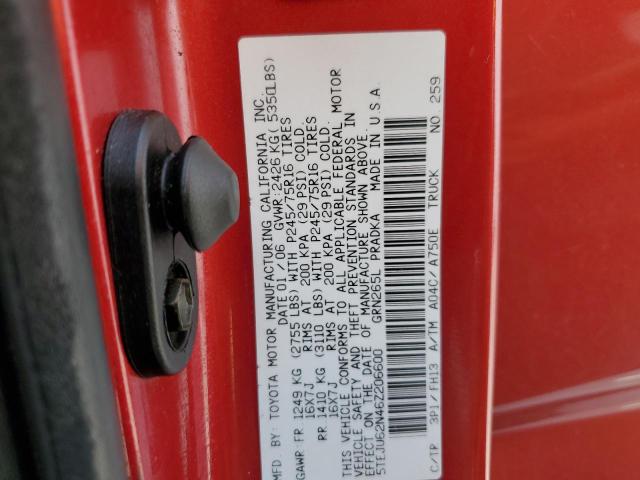 5TEJU62N46Z206600 - 2006 TOYOTA TACOMA DOUBLE CAB PRERUNNER RED photo 12