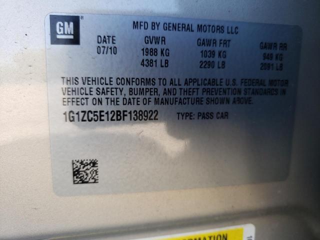 1G1ZC5E12BF138922 - 2011 CHEVROLET MALIBU 1LT BEIGE photo 12