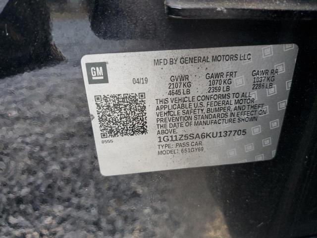 1G11Z5SA6KU137705 - 2019 CHEVROLET IMPALA LT 黑色 照片 13