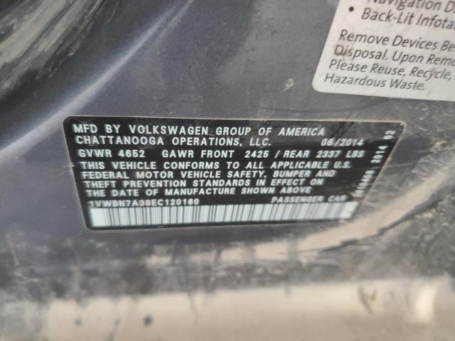 1VWBN7A38EC120160 - 2014 VOLKSWAGEN PASSAT SE GRAY photo 12