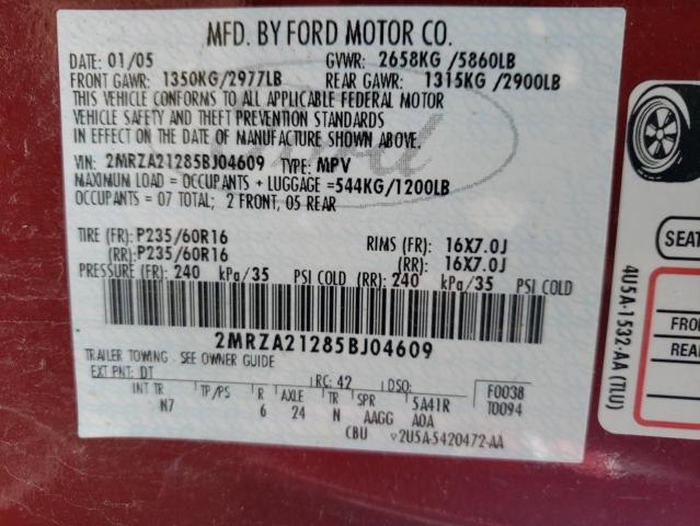 2MRZA21285BJ04609 - 2005 MERCURY MONTEREY CONVENIENCE RED photo 13