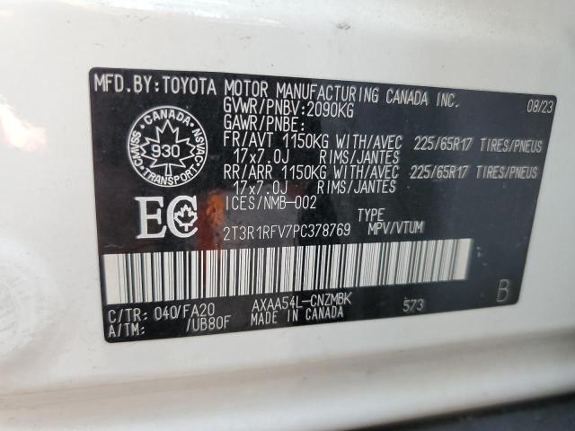 2T3R1RFV7PC378769 - 2023 TOYOTA RAV4 XLE WHITE photo 14