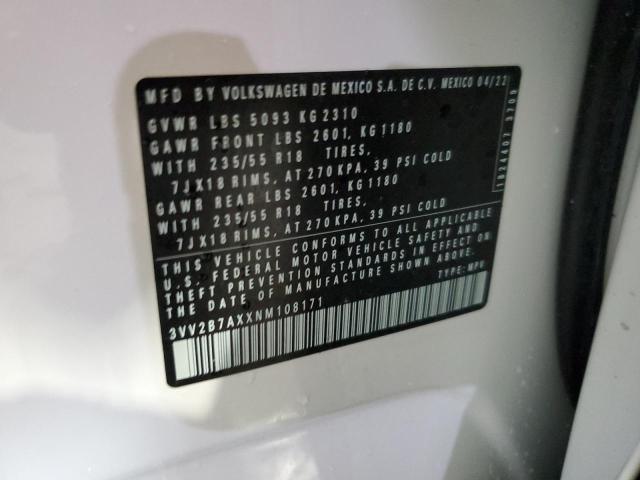 3VV2B7AXXNM108171 - 2022 VOLKSWAGEN TIGUAN SE 白色 照片 13