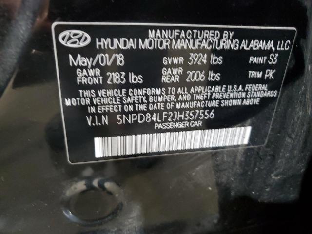 5NPD84LF2JH357556 - 2018 HYUNDAI ELANTRA SEL BLACK photo 12